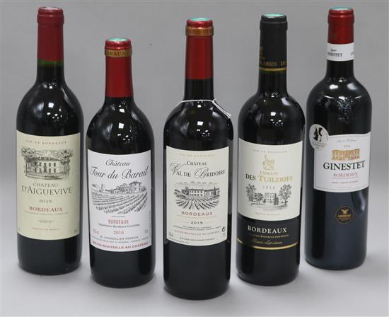 Five various red wines